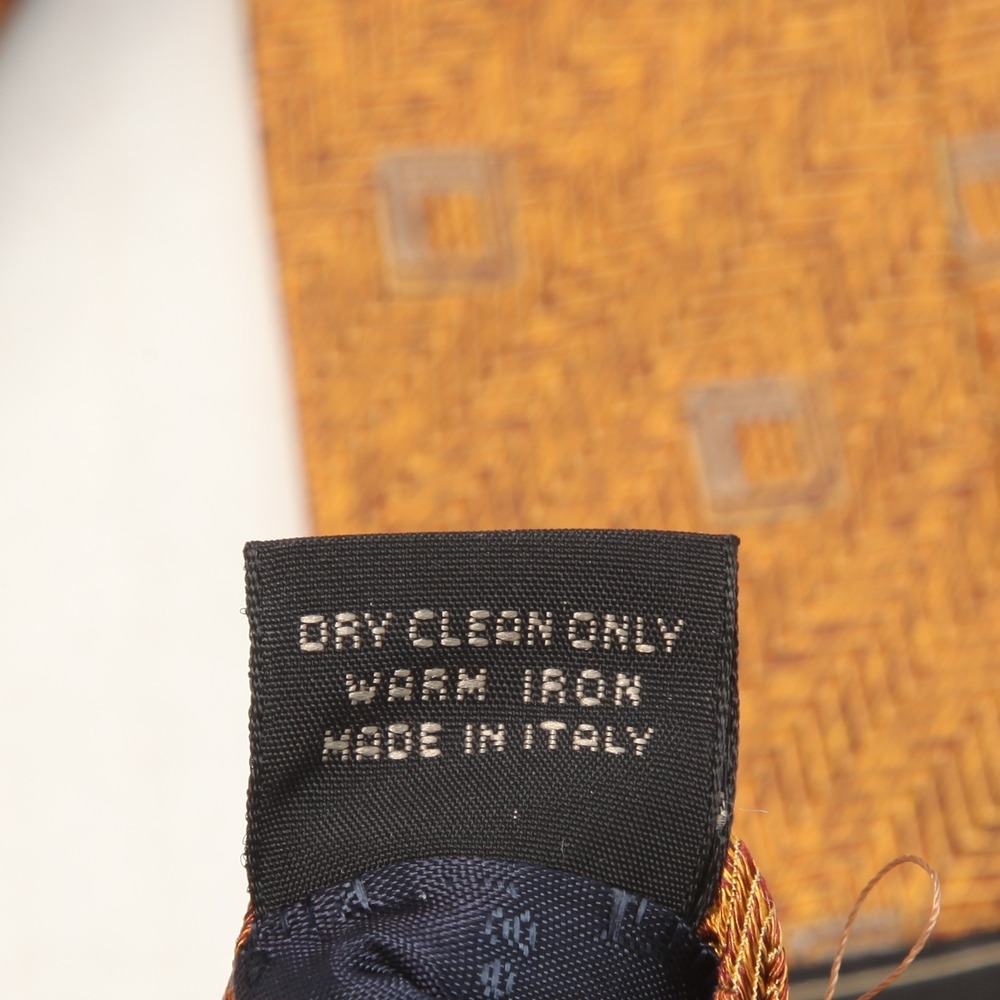 Ermenegildo Zegna Men's Silk Tie Orange Brown Gold Herringbone Geometric Pattern - Picture 3 of 6